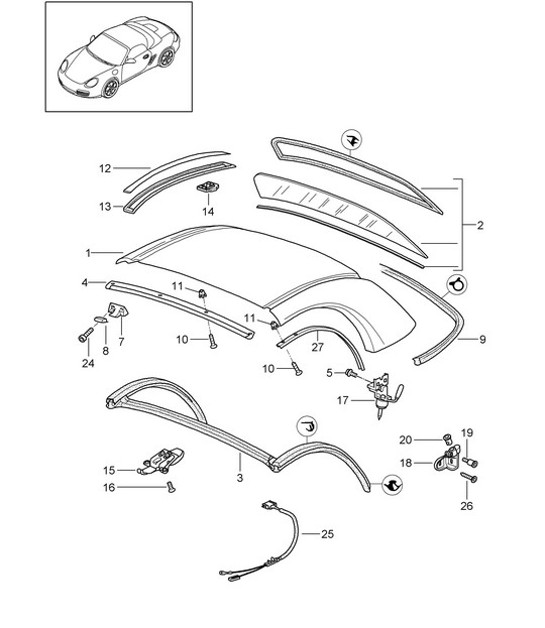 Hardtop / Accessori / Guarnizioni (PR:550) 987.2 Boxster / Boxster S 2009-12
