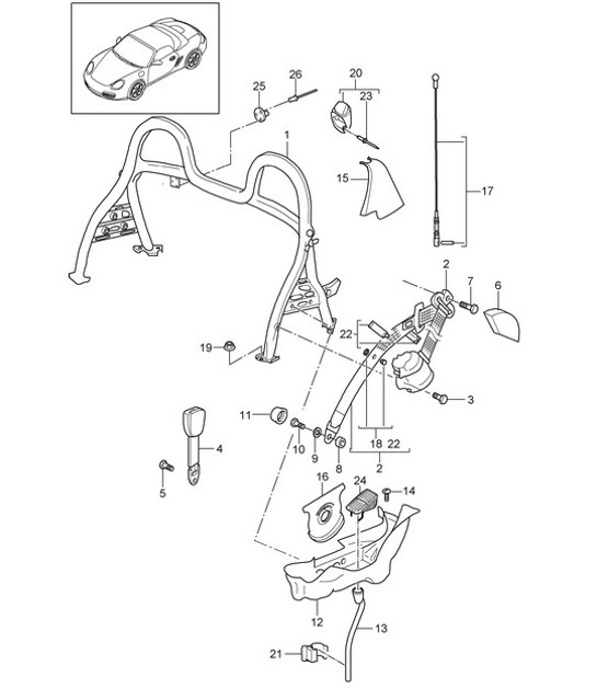Roll bar / Cintura di sicurezza 987.2 Boxster / Boxster S / Spyder 2009-12