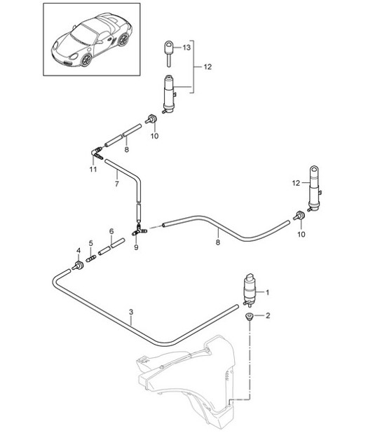 Impianto lavafari (PR:288) 987.2 Boxster / Boxster S 2009-12