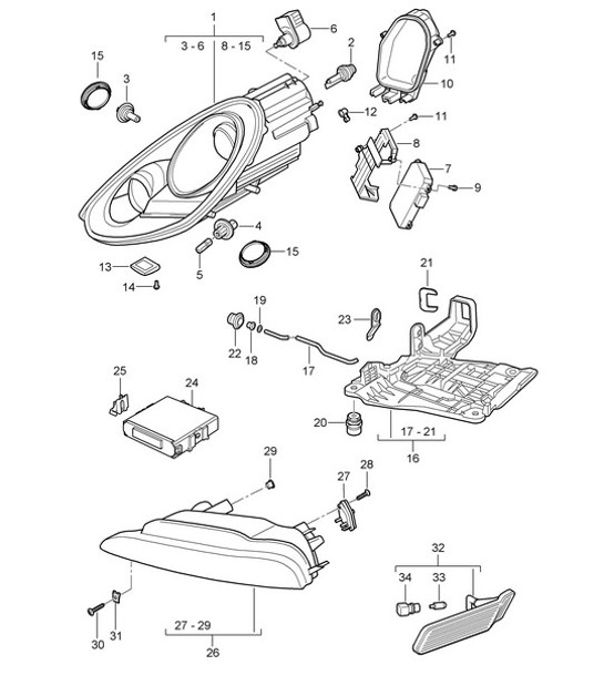 Fari / Faro aggiuntivo / Ripetitore indicatori di direzione (PR:603) 987.2 Boxster / Boxster S 2009-12