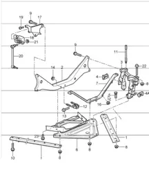 Hinterachse, Seitenteil und Halterung 987 Boxster / Boxster S 2005-08