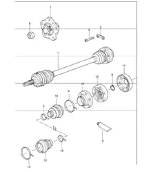 árbol de transmisión y cubo de rueda 987 Boxster / Boxster S 2005-08
