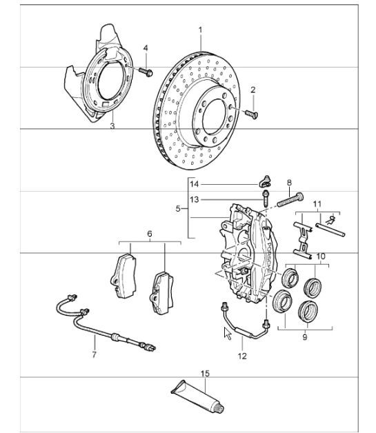 Diagram 603-00 Porsche Cayenne S V6 3.0L Hybrid 380HP Wheels, Brakes