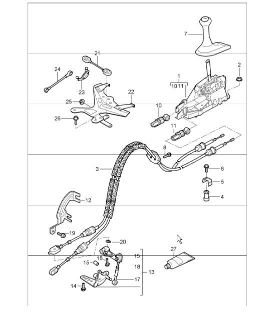 Diagram 701-00 Porsche Cayman 718C (982C) 2017>> Hand Lever System, Pedal Cluster