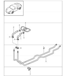 heating system - 1 - feed line and return line for 987 Boxster / Boxster S 2005-08 heating system - 1 - feed line and return line for 987 Boxster / Boxster S 2005-08
