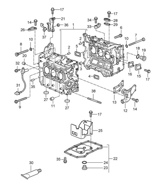 Diagram 101-005 Porsche 卡宴 Turbo / Turbo S 4.8L 2007>> 引擎