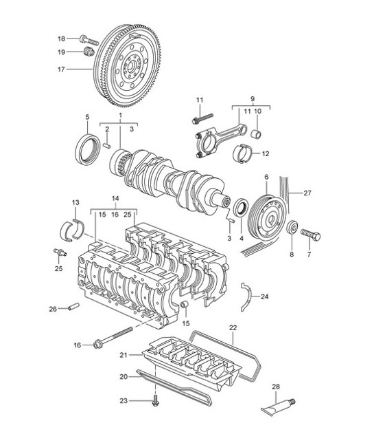 Diagram 102-000 Porsche Cayenne 92A (958) 2010-2017 Engine