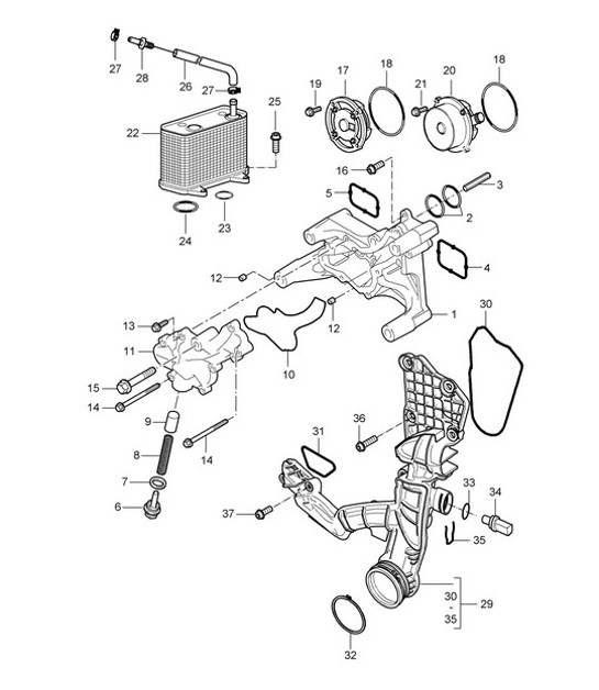 Diagram 104-000 Porsche 996 C2 3.6L 09/01-2005 Motore