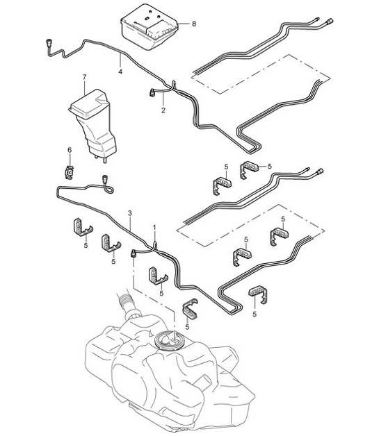 Diagram 201-005 Porsche Cayenne S/GTS 4.8L 2007>> Fuel System, Exhaust System