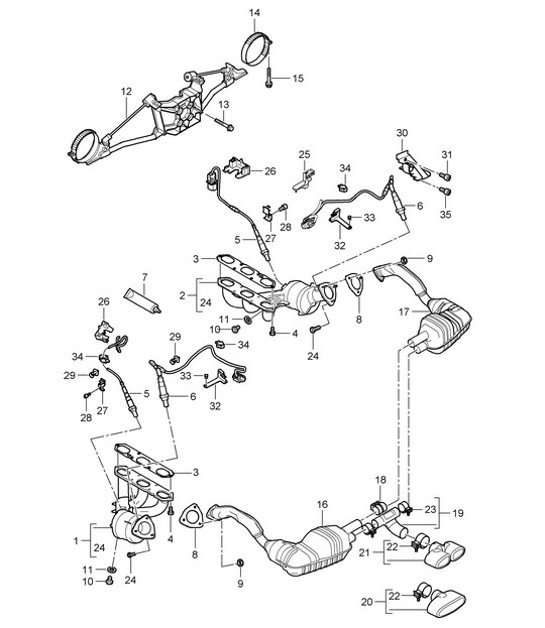 Diagram 202-000 Porsche Cayenne 92A (958) 2010-2017 Fuel System, Exhaust System