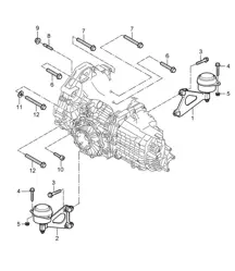 Boîte de vitesses manuelle / Suspension de transmission / Joint fileté pour Moteur - G8701+ PR:481, manuelle 5ème vitesse - 987C.1 Cayman 2.7L 2007-08
