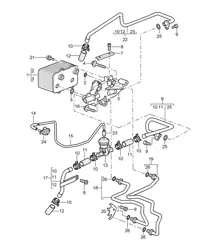 Tiptronic / Refroidisseur d'huile de boîte de vitesses / Conduite de pression d'huile pour refroidissement d'huile de boîte de vitesses - A8702,A8721+ PR:249 - 987C.1 Cayman 2006-08
