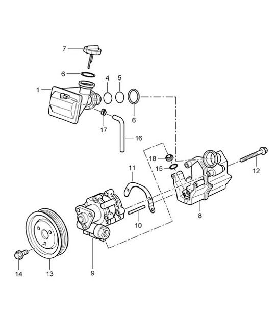 Diagram 403-003 Porsche Cayman S 3.4L 987C 2005-08 Front Axle, Steering 