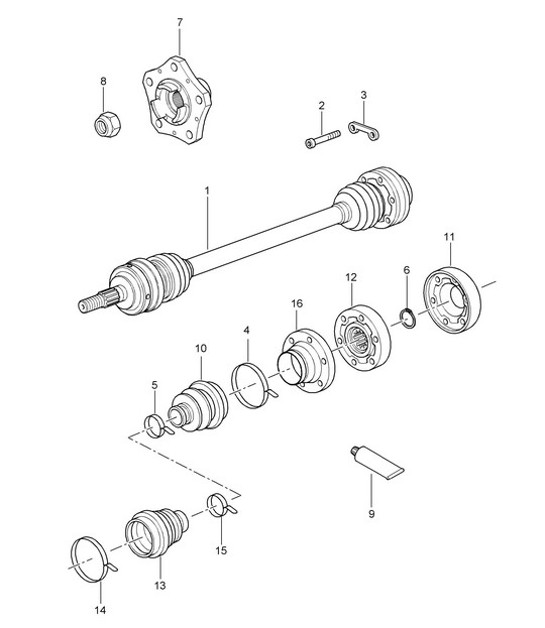 Diagram 501-005 Porsche Cayenne Turbo / Turbo S 4.8L 2007>> Asse posteriore
