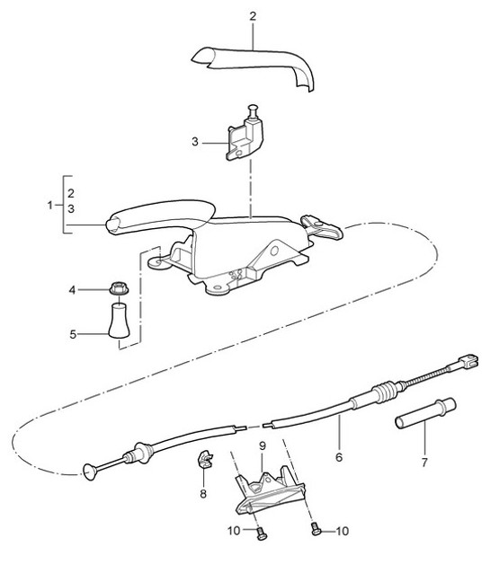 Diagram 701-005 Porsche 911 Turbo 3.3L 1978-1989 Hendelsysteem, pedaalcluster 