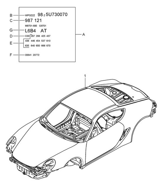 Diagram 801-000 Porsche 997 (911) MK1 2005-2008 Body