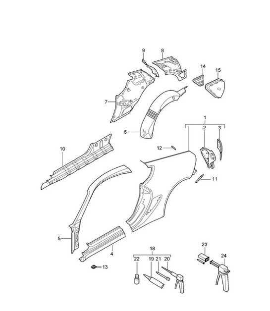 Diagram 801-050 Porsche Cayman S 3.4L 987C 2005-08 Body