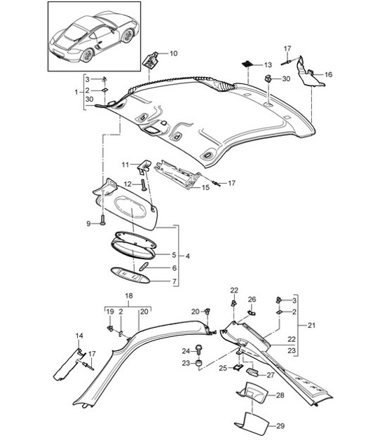 Diagram 807-008 Porsche Cayman 2.7L 981 2013-16 Karosserie