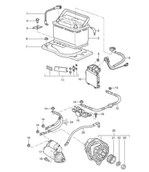 Batterie / Distributeur d'énergie / Démarreur / Alternateur 987C.1 Cayman 2006-08