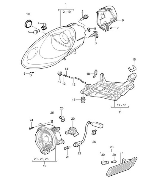 Diagram 905-000 Porsche 996 GT3 RS 2003-04 Electrical equipment