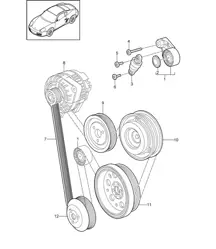 Ammortizzatore tendicinghia/cinghia trapezoidale (modello: A120,A121) 987C.2 Cayman 2.9L / 3.4L 2009-12
