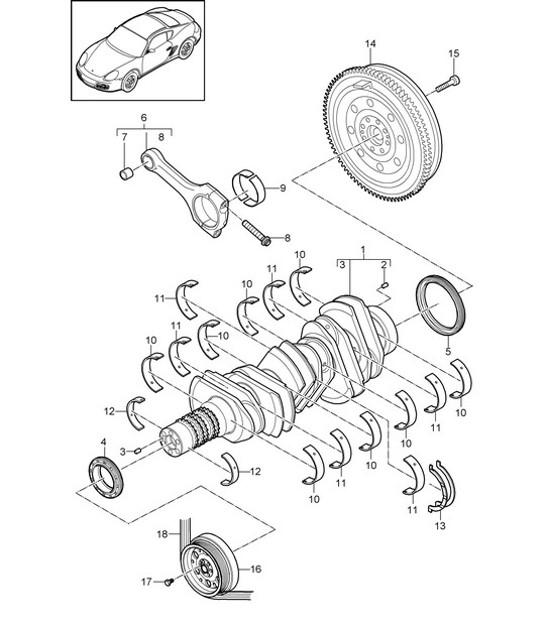 Diagram 102-000 Porsche Cayman 987C/981C (2005-2016) Engine