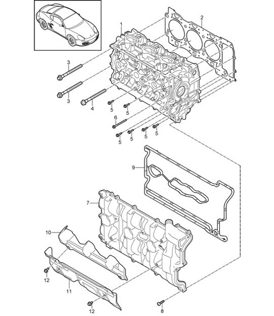 Diagram 103-000 Porsche Cayman 987C/981C（2005-2016 年） 引擎