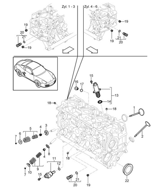 Diagram 103-005 Porsche 卡宴 3.2L V6 2003 年>> 引擎