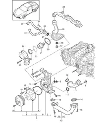 Coolant pump / Thermostat housing (Model: A120,A121) 987C.2 Cayman 2.9L / 3.4L 2009-12