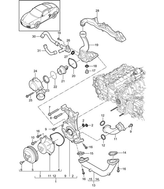 Diagram 105-000 Porsche 卡宴 S V8 4.2L 柴油 382HP 引擎