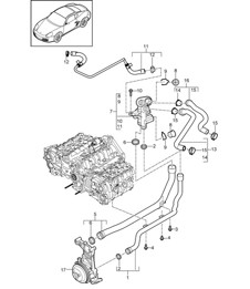 Conexión / Tubería de agua (Modelo: A120,A121) 987C.2 Cayman 2.9L / 3.4L 2009-12