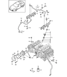 Tubo di raccolta carburante/Pompa ad alta pressione (Modello: A121) 987C.2 Cayman 3.4L 2009-12