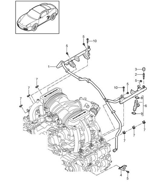 Diagram 107-007 Porsche 993 (911) TURBO S 1994-97 Engine