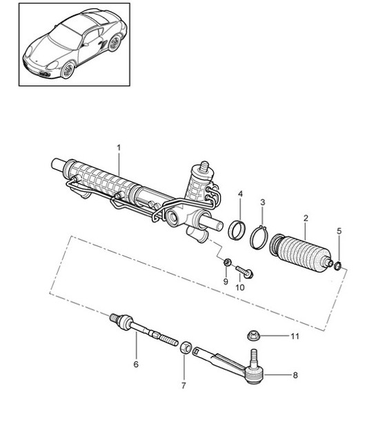 Diagram 403-000 Porsche Cayenne V6 3.6L Benziner 300 PS Vorderachse, Lenkung 