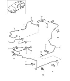 Clutch actuation / Clutch master cylinder / Clutch tube (PR:480, 6-speed manual) 987C.2 Cayman 2009-12 Clutch actuation / Clutch master cylinder / Clutch tube (PR:480, 6-speed manual) 987C.2 Cayman 2009-12