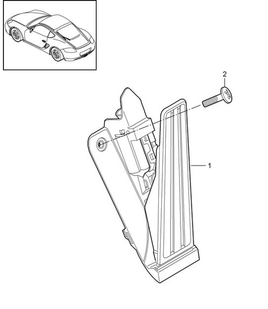 Diagram 702-010 Porsche 991 Carrera 2 3.0L (370 Bhp) Hand Lever System, Pedal Cluster 