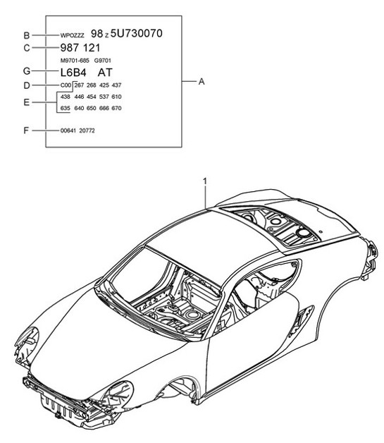 Diagram 801-000 Porsche 996 C2 3.4L 1997-08/01 Body