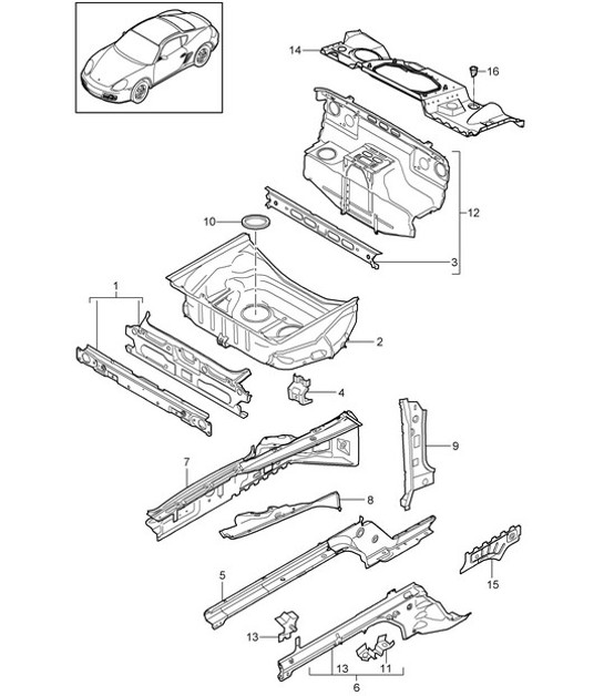 Diagram 801-010 Porsche Cayman S 718 2.5L PDK (350Bhp) Body