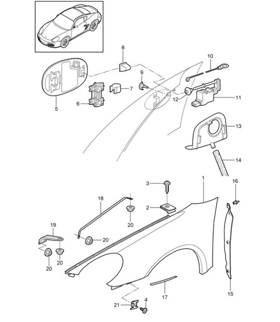 Diagram 801-040 Porsche Cayman 987C/981C (2005-2016) Body