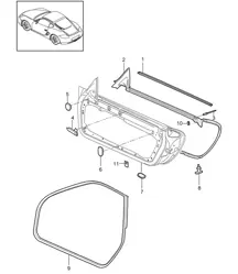 Junta de puerta / Junta / marco de parabrisas 987C.2 Cayman 2009-12