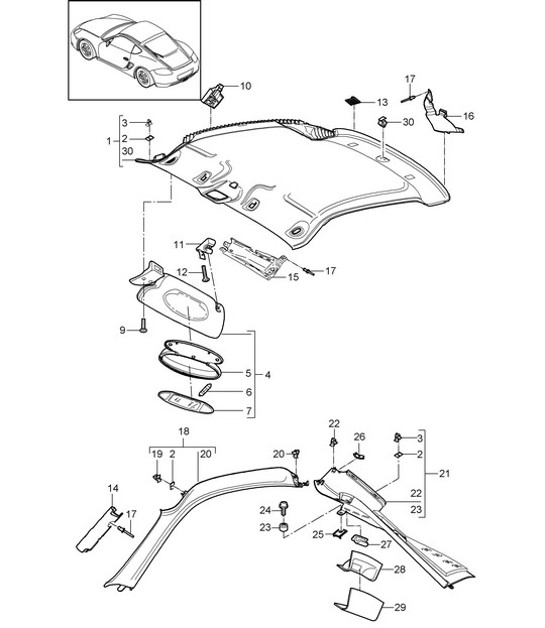 Diagram 807-008 Porsche Cayman S 3.4L 987C 2005-08 Body