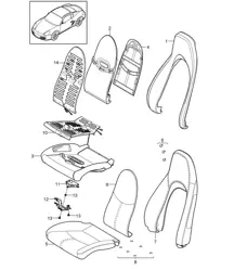 Partie mousse / Housse / Siège standard / Siège confort (PR:369,370,437,438) 987C.2 Cayman 2009-12