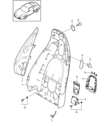 Carcasa del respaldo / Asiento estándar / Asiento confort / Accesorios 987C.2 Cayman 2009-12 Carcasa del respaldo / Asiento estándar / Asiento confort / Accesorios 987C.2 Cayman 2009-12