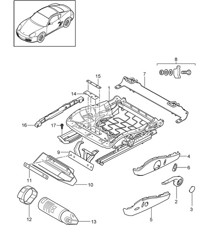 Estructura del asiento / Asiento estándar / Asiento confort 987C.2 Cayman 2009-12 Estructura del asiento / Asiento estándar / Asiento confort 987C.2 Cayman 2009-12