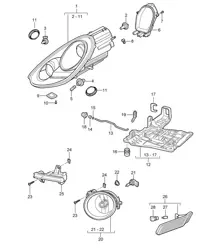 Scheinwerfer / Zusatzscheinwerfer / Blinkerverstärker 987C.2 Cayman 2009-12