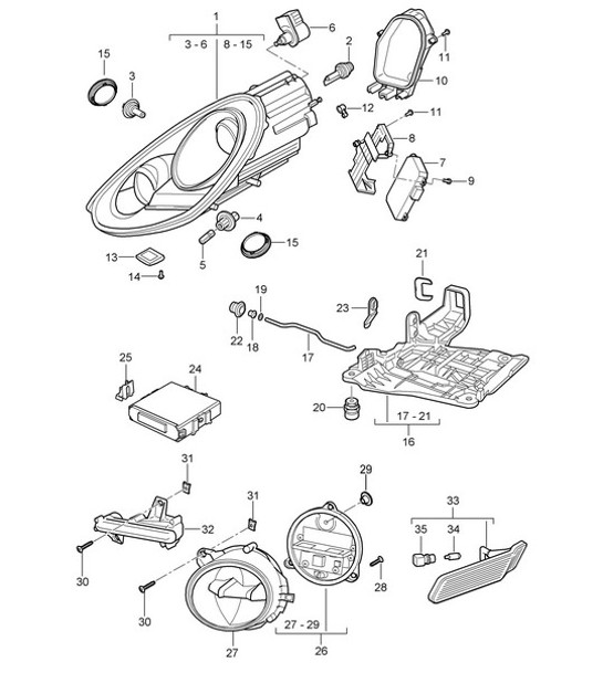 Diagram 905-001 Porsche 卡宴 Turbo E-Hybrid V8 4.0L 739Hp 