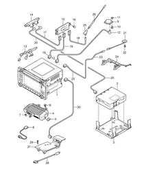 Control panel / Navigation system / Radio unit / Receiving part / TV  Amplifiers / Multimedia interface 987C.2 Cayman 2009-12