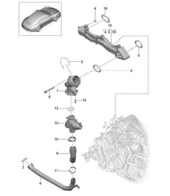 Diagram 105-003 Porsche Panamera GTS V8 4.8L 4WD (440Hp) Engine