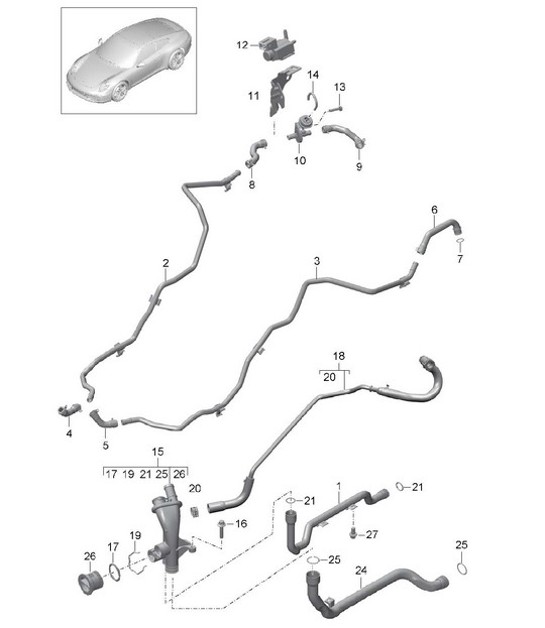 Diagram 105-005 Porsche Cayenne 9PA (955) 2003-2006 Engine