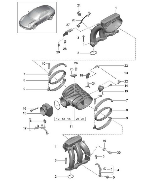 Diagram 107-010 Porsche Cayman 718C (982C) 2017>> Engine